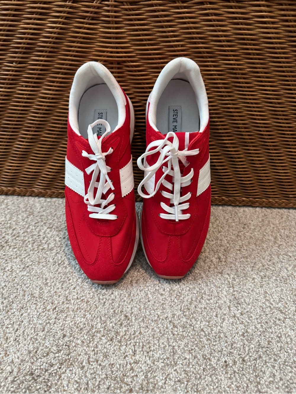Steve Madden Red and White Ladies Retro  Sneakers